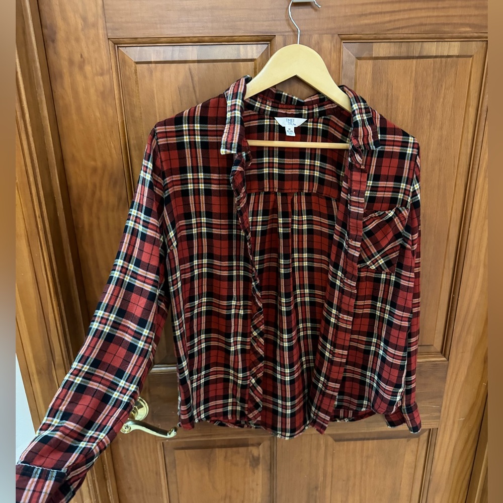 Flannel top - orange and black